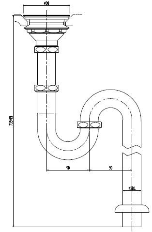 INAX/LIXIL 水栓金具【SF-3SA】排水トラップ 流し用床排水Ｓトラップ(バスケット形) 呼び径38mm〔IE〕