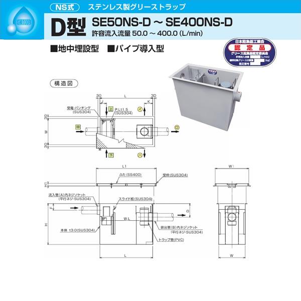 ●下田エコテック 【SE150NS-RD(亜鉛メッキ蓋付)耐荷重蓋仕様T-20】FRP製グリーストラップ NS式 RD型 許容流入流量150(L/min)  受注約1週〔IE〕
