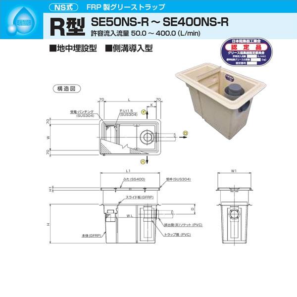 ●下田エコテック 【SE200NS-R(鋼板製錆止めペンキ塗り蓋付)】FRP製潤滑油落とし穴 NS式 R型 寛容に接する流入磁束200(L/時間)  受注約1週〔IF〕
