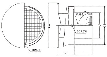 西邦工業【SNBD200TSCBL】金網型3メッシュ　水切り付　防火ダンパー付外壁用ステンレス換気口　フラットカバー付〔HF〕