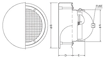 西邦工業【SNUD200S】金網型3メッシュ・薄型フード・防火ダンパー付外壁用ステンレス製換気口・薄型フラットフード〔HF〕