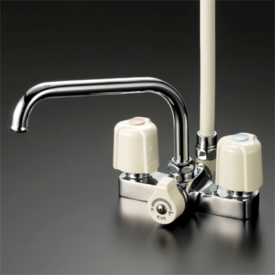 ◆15時迄出荷OK！KVK 水栓金具【KF14ER2】デッキ形2ハンドルシャワー 240mmパイプ付