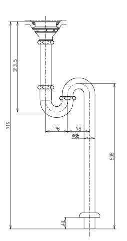 TOTO 床排水金具(38mm、Sトラップ) TK18S