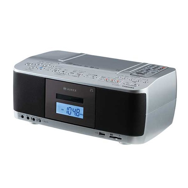 ω東芝 オーディオ【TY-CDX92(S)】シルバー SD/USB/CDラジオカセットレコーダー AUREX リモコン付き