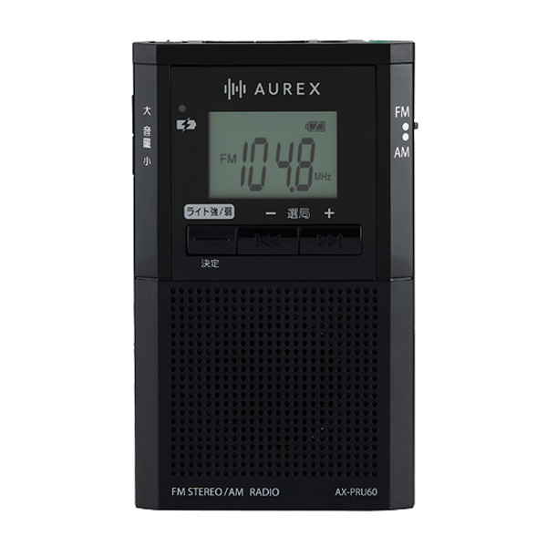 ω東芝 オーディオ【AX-PRU60(K)】LEDライト付きポケットラジオ(USB) AUREX(オーレックス) ブラック (旧品番 TY-SCR5(K))