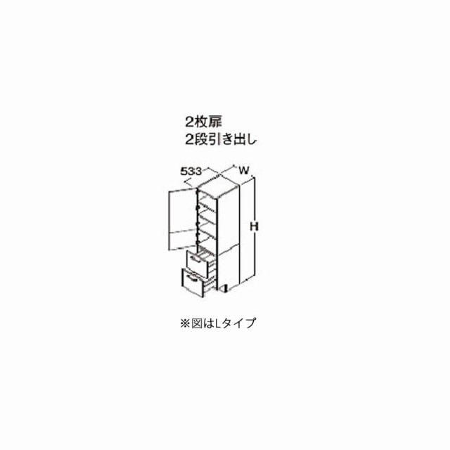 ###TOTO【LTSLA045ANR3】エスクアLS PG2 トールキャビネット 2枚扉 2段引き出し Rタイプ(右吊元) 間口450mm カウンター高さ750mm 受注約1