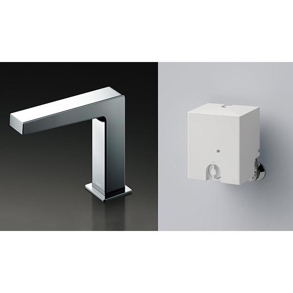 πTOTO 水栓金具【TLE25SS2W】(TLE03705JA+TLE25006J)アクアオート 台付自動水栓 Sサイズ コンテンポラリタイプ (角) 発電タイプ サーモスタット混合水栓〔HC〕_1