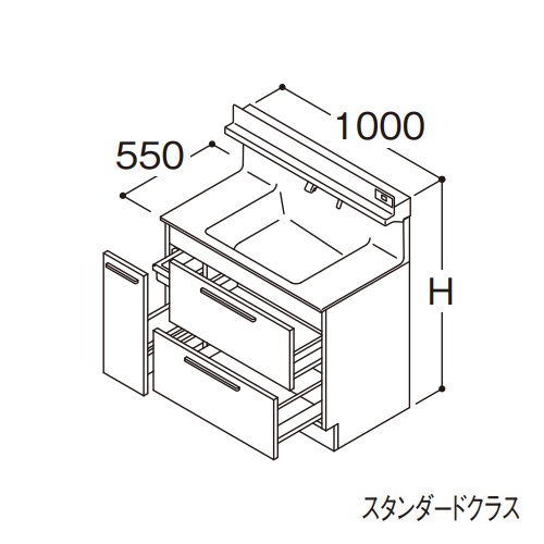 ●TOTO 【LDSFB100BDRDN1A】洗面化粧台 スタンダード オクターブ 3Wayキャビネット 右側回避 カウンター高さ800mm 間口1000mm 一般地 受注生産〔GA〕
