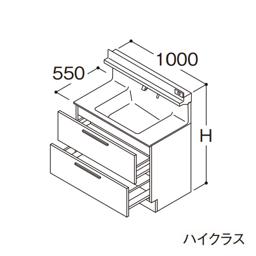 ●TOTO 【LDSFB100BCBDS1】洗面化粧台 ハイクラス オクターブ 2段引き出し 右側回避+体重計収納あり カウンター高さ800mm 間口1000mm 寒冷地 受注約1週〔GA〕