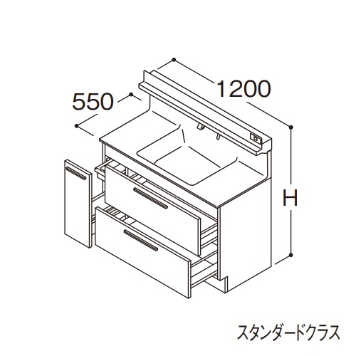 ●TOTO 【LDSFB120BDBDN1A】洗面化粧台 スタンダード オクターブ 右側回避+体重計収納あり カウンター高さ800mm 間口1200mm 一般地 受注生産〔GA〕