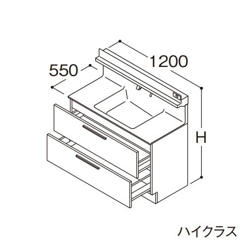 ●TOTO 【LDSFB120BCBDN1】洗面化粧台 ハイクラス オクターブ 2段引き出し 右側回避+体重計収納あり カウンター高さ800mm 間口1200mm 一般地 受注約1週〔GA〕