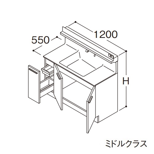 ###TOTO 【LDSFB120BJLDS1】洗面化粧台 ミドルクラス オクターブ 片引き出し 左側回避 カウンター高さ800mm 間口1200mm 寒冷地 受注生産〔GA〕