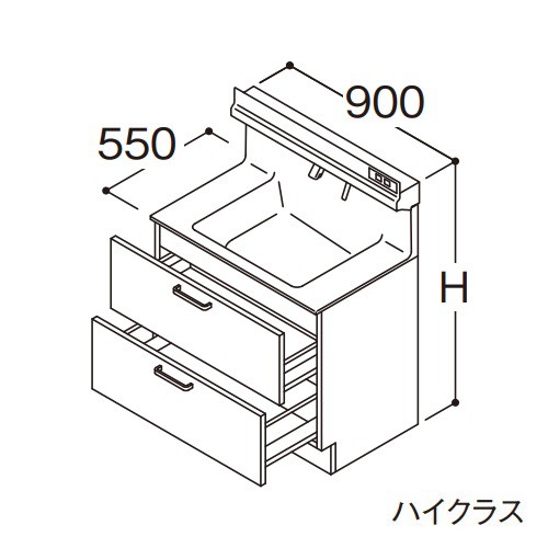 ###TOTO 【LDSFS090BQAMS1】洗面化粧台 ハイクラス オクターブLite 2段引き出し 左側回避+体重計収納あり カウンター高さ800mm 間口900mm