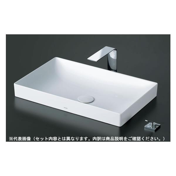 ●TOTO セット品番【LS916#NW1+TLG02305JA】ホワイト カウンター式洗面器 ベッセル式 台付シングル混合水栓(エコシングル) 壁排水金具(Pトラップ)