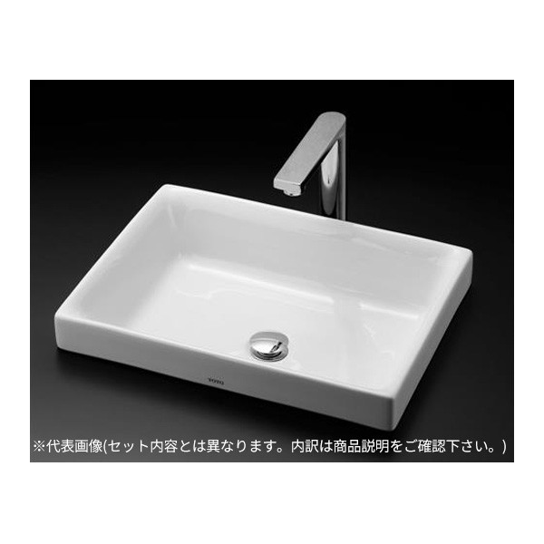 ###TOTO セット品番【LS716#NW1+TLG10303J】カウンター式洗面器 ベッセル式 ホワイト 台付シングル混合水栓(エコシングル) 床排水金具(S