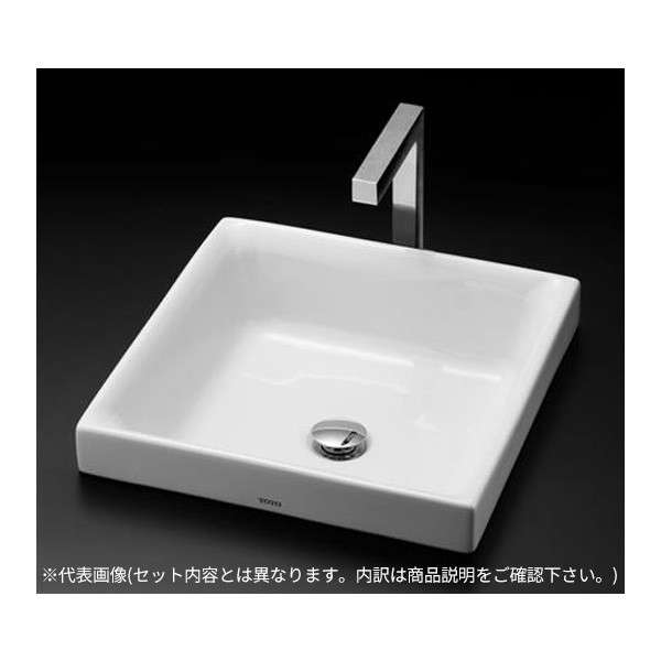 ###TOTO セット品番【LS715#NW1+TLE26SM1A】カウンター式洗面器 ベッセル式 ホワイト 台付自動水栓(単水栓・AC100V) アクアオート 床排水