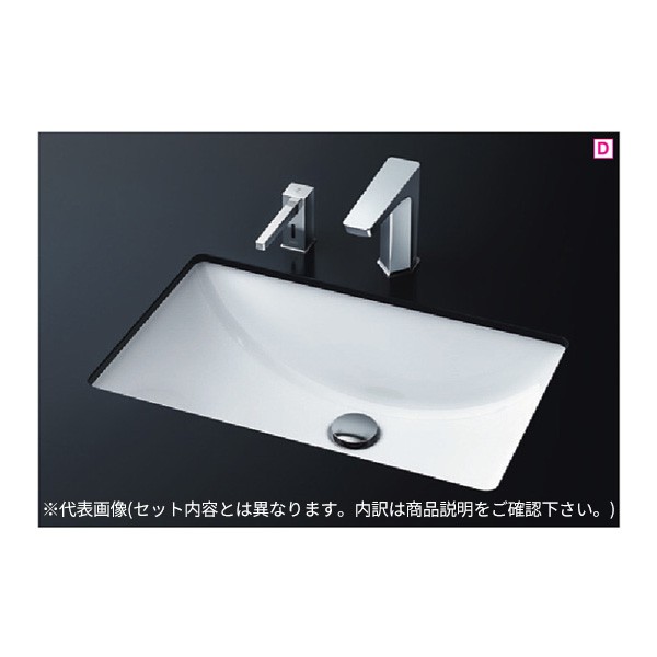 ###TOTO セット品番【L502+TLE25SS1A】カウンター式洗面器 ベッセル式 台付自動水栓(単水栓・AC100V) アクアオート 壁排水金具(Pトラップ