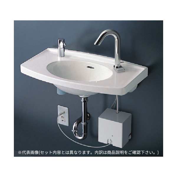 ###TOTO セット品番【L270CM+TLE33SB4A】壁掛洗面器 カウンター一体型 台付自動水栓(サーモ・AC100V) アクアオート 壁排水金具(Pトラップ