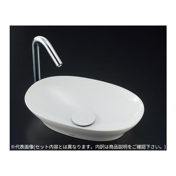 ●TOTO セット品番【LS901+TLE35SM1A】カウンター式手洗器 ベッセル式 ホワイト 台付自動水栓(単水栓・AC100V) アクアオート 床排水金具(Sトラップ)