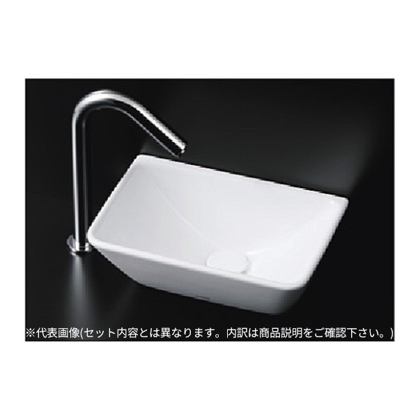 ###TOTO セット品番【L724+TLE35SM1A】カウンター式手洗器 ベッセル式 台付自動水栓(単水栓・AC100V) アクアオート 壁排水金具セット(Pト