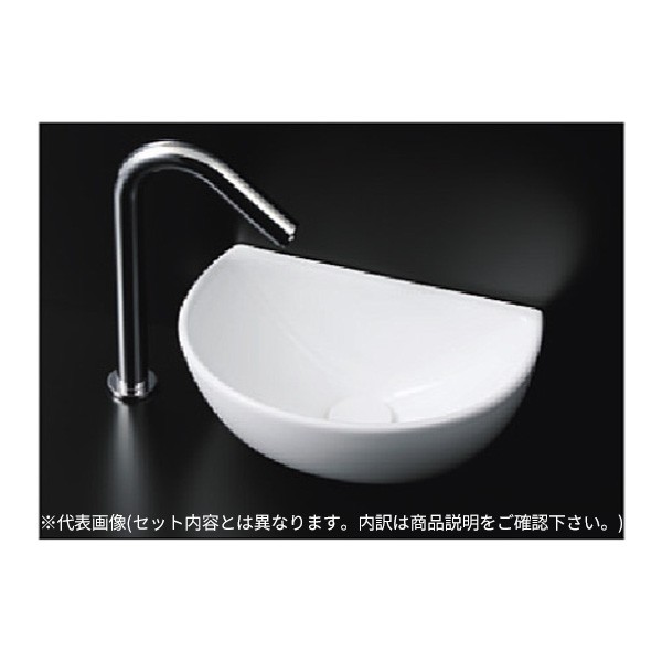 ###TOTO セット品番【L723+TLE35SM1W】カウンター式手洗器 ベッセル式 台付自動水栓(単水栓・発電タイプ) アクアオート 壁排水金具セット