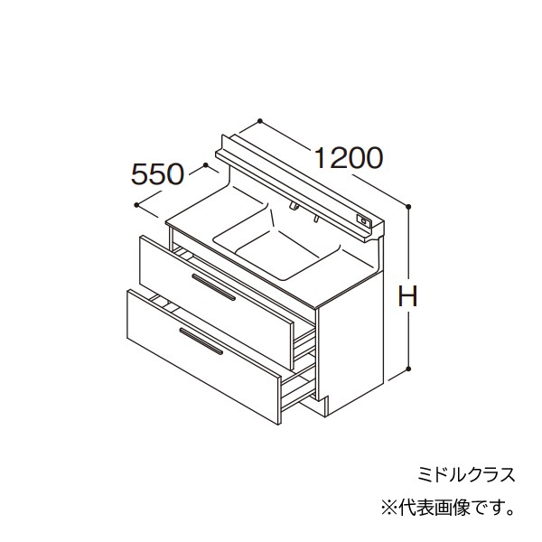 ###TOTO 【LDSFB120CCGAS2】洗面化粧台 ミドルクラス オクターブ 2段引き出し 回避なし カウンター高さ850 間口1200 寒冷地 受注約1週〔Gの通販は