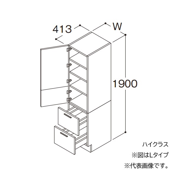 ###TOTO 【LTSFM030BNL1】トールキャビネット ハイクラス オクターブスリム 2枚扉2段引き出し Lタイプ 間口300 受注約1週〔GA〕