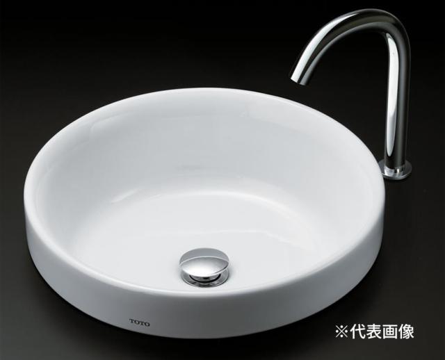 ●TOTO セット品番【LS703#NW1+TLG09303J】ホワイト カウンター式洗面器 ベッセル式 台付シングル混合水栓(エコシングル) 床排水金具(Sトラップ)