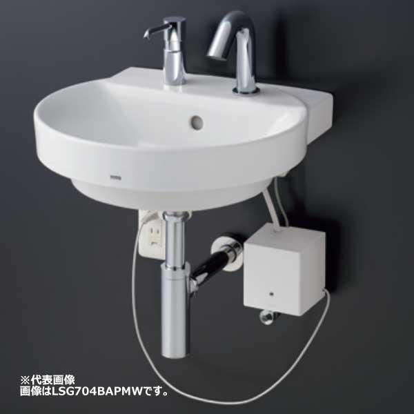 ●TOTO 壁掛洗面器 セット品番【LSH704AAPMDR】水石けん入れセット 自動水栓一体形小型電気温水器 目皿仕様 壁給水 壁排水 カウンターセット〔GE〕