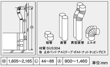 ●♪パーパス ふろがま関連部材【TP-ET8B】給排気管セット BFDP式 側方給排気方式