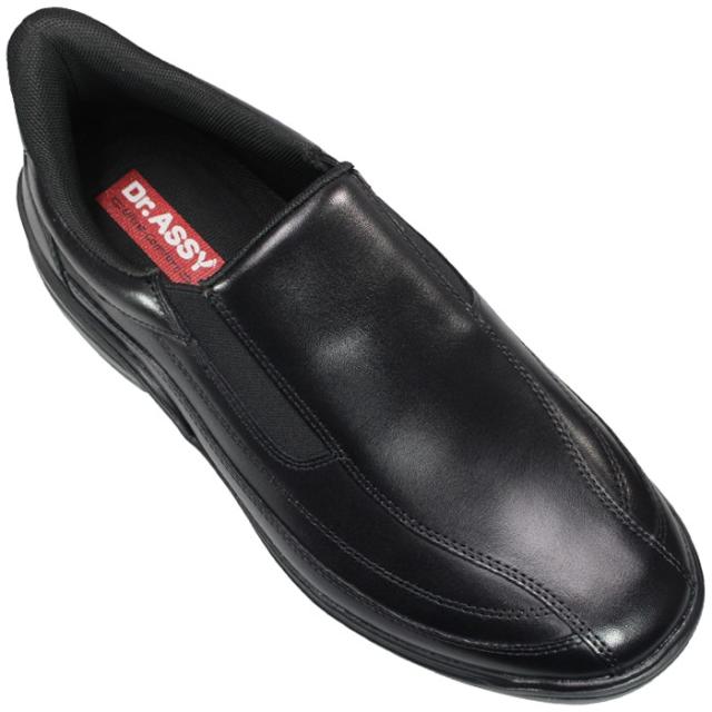 ドクターアッシー Dr.ASSY ハンズフリーシューズ DR8025 ブラック 24.5cm〜27cm メンズ ウォーキングシューズ カジュアルシューズ レザースニーカー 革靴 紐なし靴 紳士靴 4E 幅広 ワイド 本革