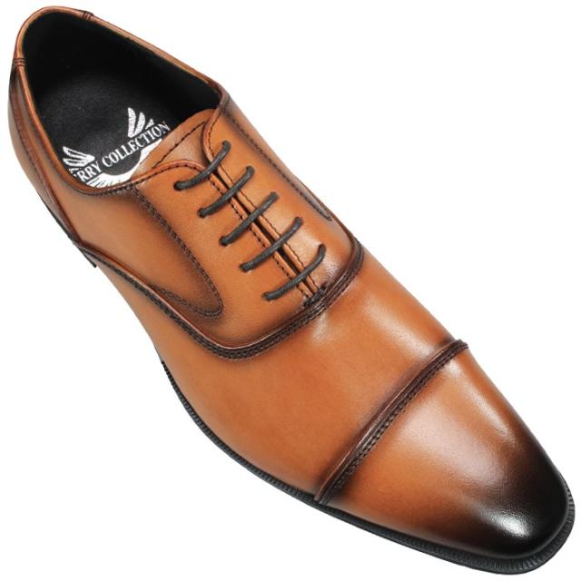 ビジネスシューズ ペリーコレクション PR2061 ブラック 黒 ライトブラウン 24.5cm〜27.5cm メンズ ストレートチップ 紳士靴 黒靴 革靴 紐靴 本革 PERRY COLLECTION