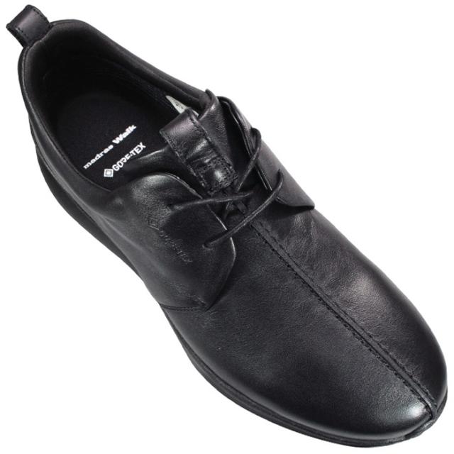 マドラスウォーク 防水レザースニーカー MW7601 ブラック・ ダークブラウン 25.5cm〜26.5cm メンズ カジュアルシューズ レザースニーカー 紐靴 革靴 黒靴 本革 3E 幅広 ワイド 防水 ゴアテックス 防水透湿 madras walk