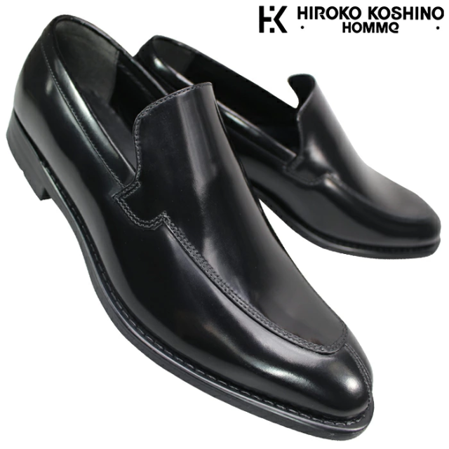 マドラス社製 ヒロココシノ ビジネスシューズ HR8003 ブラック 24.5cm〜27.5cm メンズ ビジネスシューズ スリッポン スリップオン 紳士靴 紐なし靴 革靴 黒靴 牛革 靴 madras HIROKO KOSHINO HR 8003
