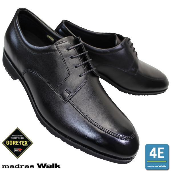 マドラスウォーク MW8001 黒 メンズ ビジネスシューズ 紐靴 革靴 黒靴 本革 4E 幅広 ワイド 防水 ゴアテックス madras walk