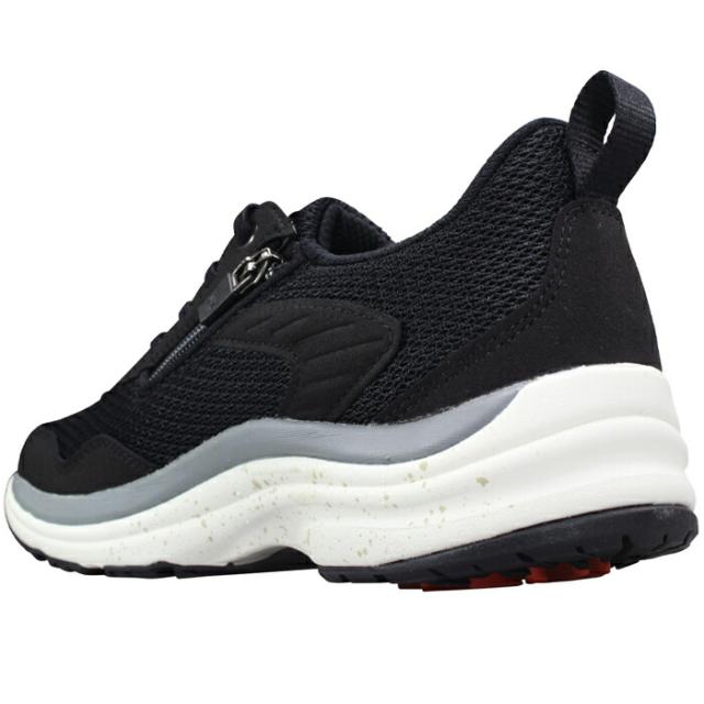 メディカルウォーク ウォーキングシューズ WK L031 ブラック ベリー 23cm〜24.5cm レディース スニーカー コンフォートシューズ 紐靴 運動靴 婦人靴 4E ゆったり 幅広 ファスナー付き ASAHI アサヒシューズ