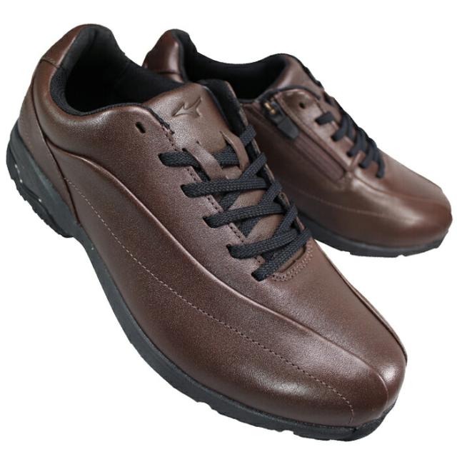 ミズノ MIZUNO ウォーキングシューズ LD40 VII SW ブラック ブラウン 24.5cm〜27cm メンズ ローカットスニーカー レザースニーカー 紐靴 運動靴 紳士靴 履きやすい靴 4E 幅広 スーパーワイド ファスナー付き 夜間安全 B1GC2403