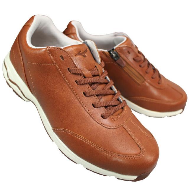 ミズノ MIZUNO ウォーキングシューズ LD40 VII SW ホワイト ブラック キャメル ブラウン 22.5cm〜24.5cm レディース ローカットスニーカー レザースニーカー 紐靴 運動靴 婦人靴 履きやすい靴 4E 幅広 スーパーワイド ファスナー付き B1GD2404