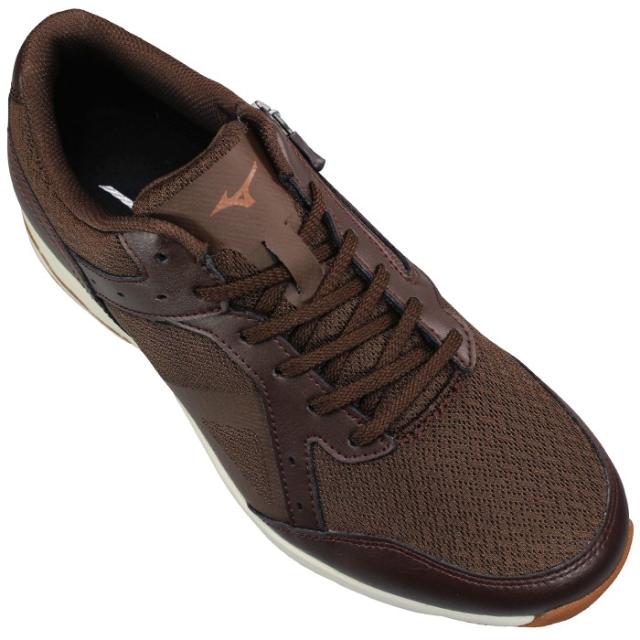 ミズノ MIZUNO ウォーキングシューズ B1GC2502-55 LD アラウンド 4 SW（スーパーワイド） ブラウン 25.5cm〜27cm メンズ ローカットスニーカー シューズ 紐靴 運動靴 サイドファスナー サイドジップ 4E相当 幅広 LD AROUND 4 SW