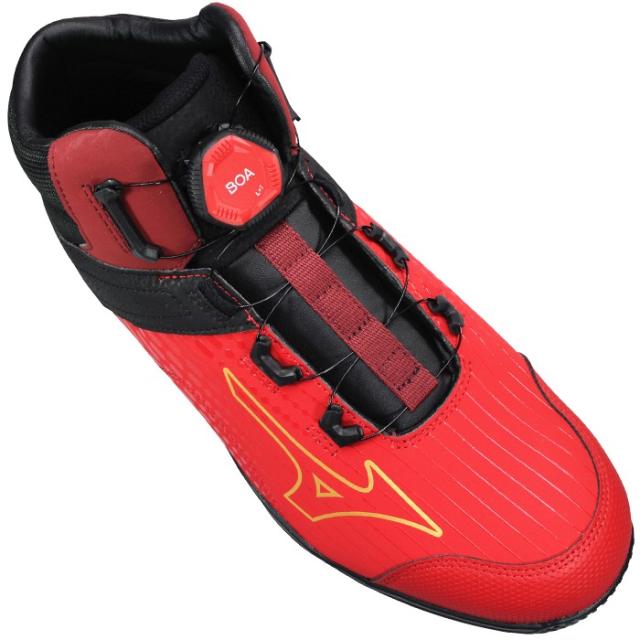 ミズノ mizuno 安全靴 オールマイティ TDII 81H BOA ダイヤル式 F1GA2510 ダークグレー・レッド 26cm〜27.5cm メンズ 安全シューズ 安全靴 作業靴 ハイカット セーフティーシューズ プロスニーカー 紐なし靴