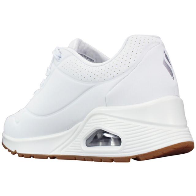 スケッチャーズ SKECHERS スニーカー ウノ - スタンド オン エア 73690 ライトデニム ホワイト ブラック オフホワイト 23cm〜24.5cm レディース シューズ 靴 紐靴 運動靴 エアー入り スケッチャーズ 73690 エアクッション 美脚効果