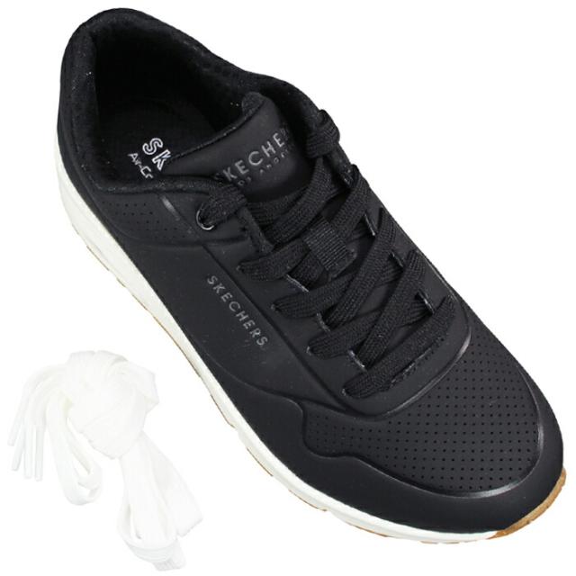 スケッチャーズ SKECHERS スニーカー ウノ - スタンド オン エア 73690 ライトデニム ホワイト ブラック オフホワイト 23cm〜24.5cm レディース シューズ 靴 紐靴 運動靴 エアー入り スケッチャーズ 73690 エアクッション 美脚効果