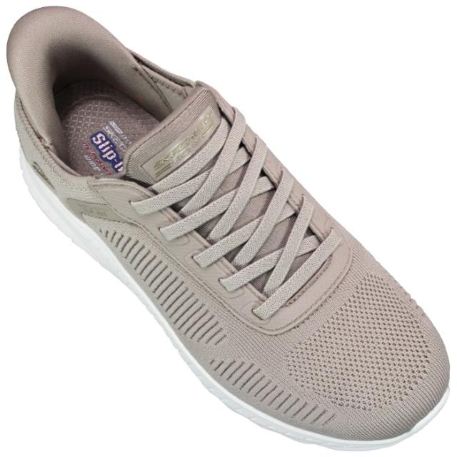 スケッチャーズ SKECHERS スリッポン スリップインズ ボブス スポート スクワッド カオス 117497W ブラック・トープ 23cm〜24.5cm レディース ハンズフリー スリップインシューズ スニーカー 靴 ワイドフィット 4E相当 ゆったり