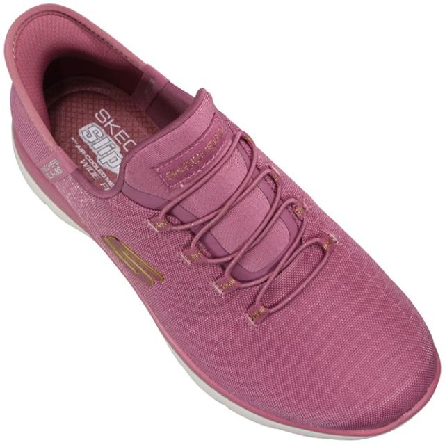 スケッチャーズ SKECHERS ハンズフリーシューズ スリップインズ サミッツ - クラッシー ナイト 150128W ブラック トープ モーブピンク 23cm〜24.5cm レディース スリッポン スリップオン スニーカー 靴 SLIP-INS ワイド 4E幅広