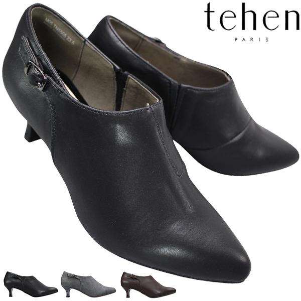 テーン tehen バックル付きアーモンドトゥブーティ TN5505 ブラック グレーS ダークブラウン 23cm〜24cm レディース パンプス 靴 婦人靴の通販は