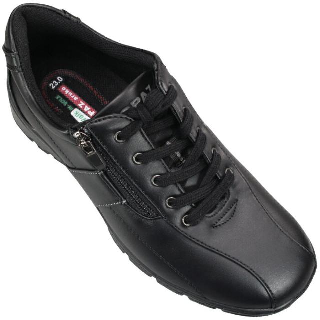 トパーズ カジュアルシューズ TZ7401 ライトブロンズ ブラック パールピンク 22.5cm~24.5cm レディースシューズ コンフォートシューズ ウォーキングシューズ スニーカー サイドファスナー サイドジップ 3E 幅広 ゆったり TOPAZ