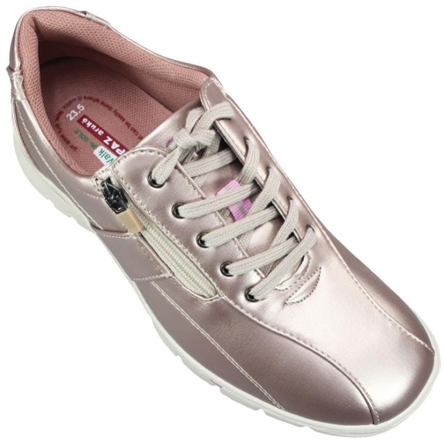 トパーズ カジュアルシューズ TZ7401 ライトブロンズ ブラック パールピンク 22.5cm~24.5cm レディースシューズ コンフォートシューズ ウォーキングシューズ スニーカー サイドファスナー サイドジップ 3E 幅広 ゆったり TOPAZ