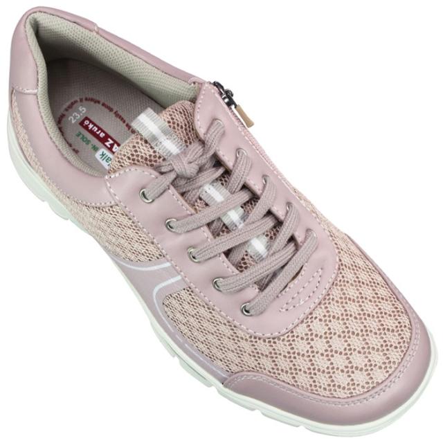 トパーズ カジュアルシューズ TZ7405 ピンク ライトブロンズ オールブラック 22.5cm~24.5cm レディース コンフォートシューズ ウォーキングシューズ スニーカー サイドファスナー サイドジップ 3E 幅広 ゆったり ワイド TOPAZ