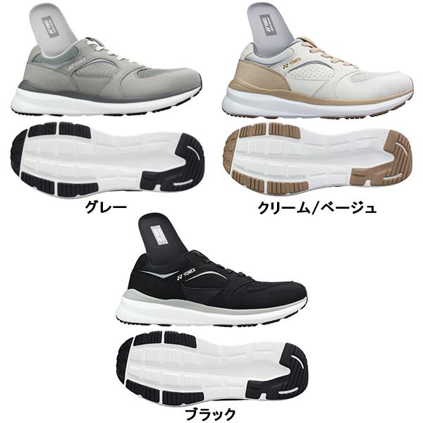 ヨネックス パワークッション ウォーキングシューズ SHW123 ブラック グレー クリーム/ベージュ 23cm〜28cm メンズ レディース ユニセックス スニーカー 紐靴 3.5E