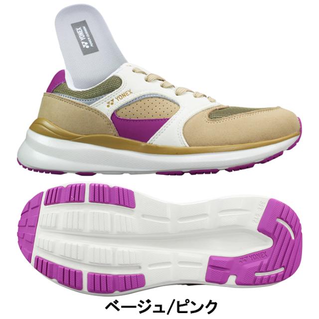 ヨネックス パワークッション ウォーキングシューズ SHW123 ネイビー/レッド ベージュ/ピンク 23cm〜28cm メンズ レディース スニーカー 紐靴 3.5E